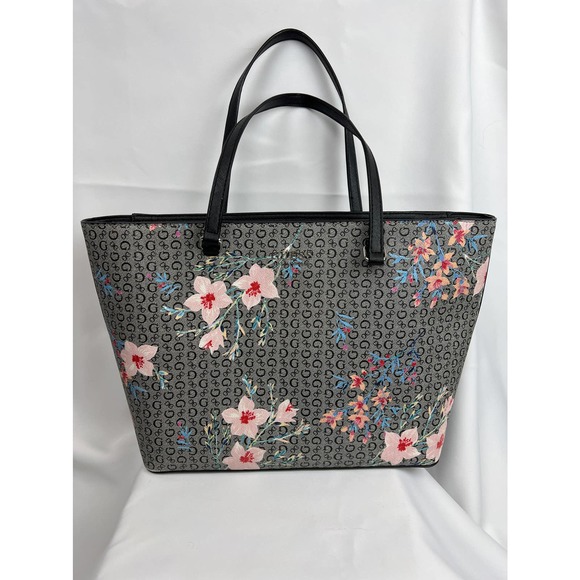 Guess Handbags - Guess Floral and Silver Logo Roman Tote Bag Purse